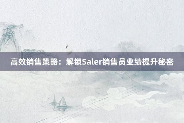 高效销售策略：解锁Saler销售员业绩提升秘密